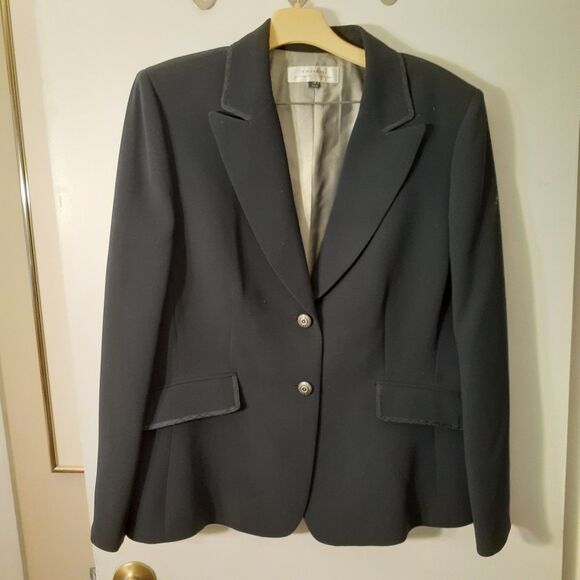 Tahari Arthur S. Levin Black Blazer Women's 18 Two Button Classic Traditional Xl - Picture 7 of 8